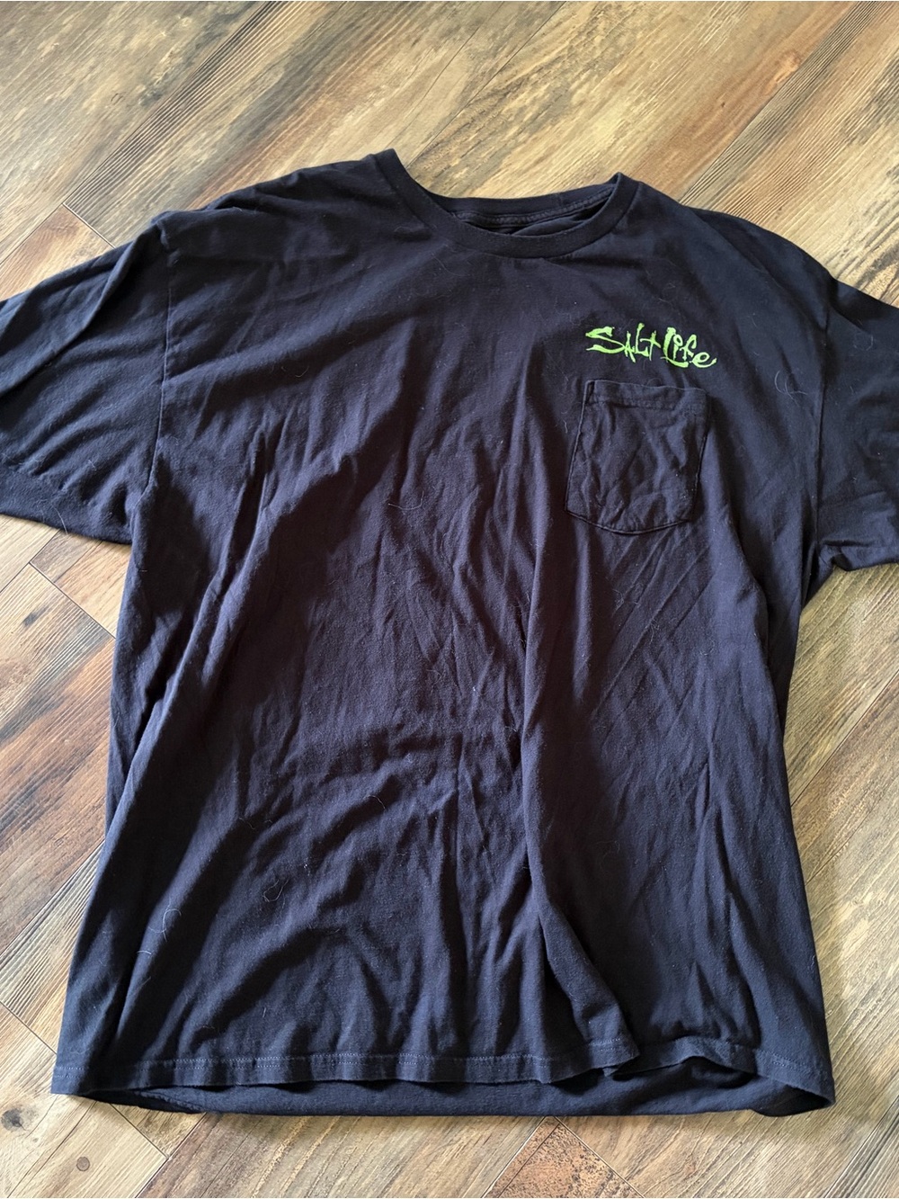 Salt Life Black Short Sleeve Pocket Tee with Lime Logo